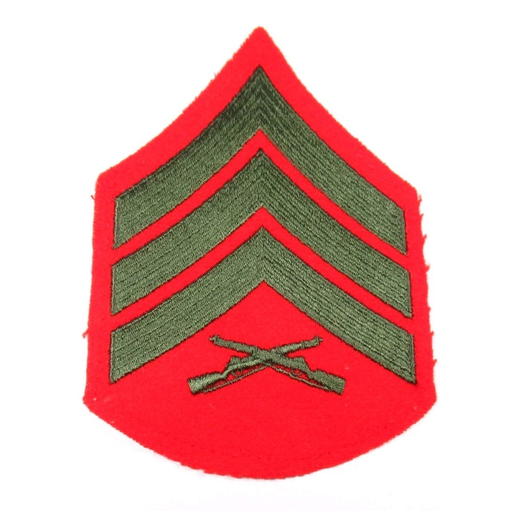 USMC Sergeant Rank Patch Vintage Embroidered Felt Back Sew On