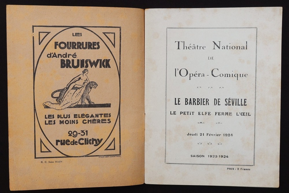Program 1923 Opera Theatre Comic Illustrator BUSCHER Barber Seville