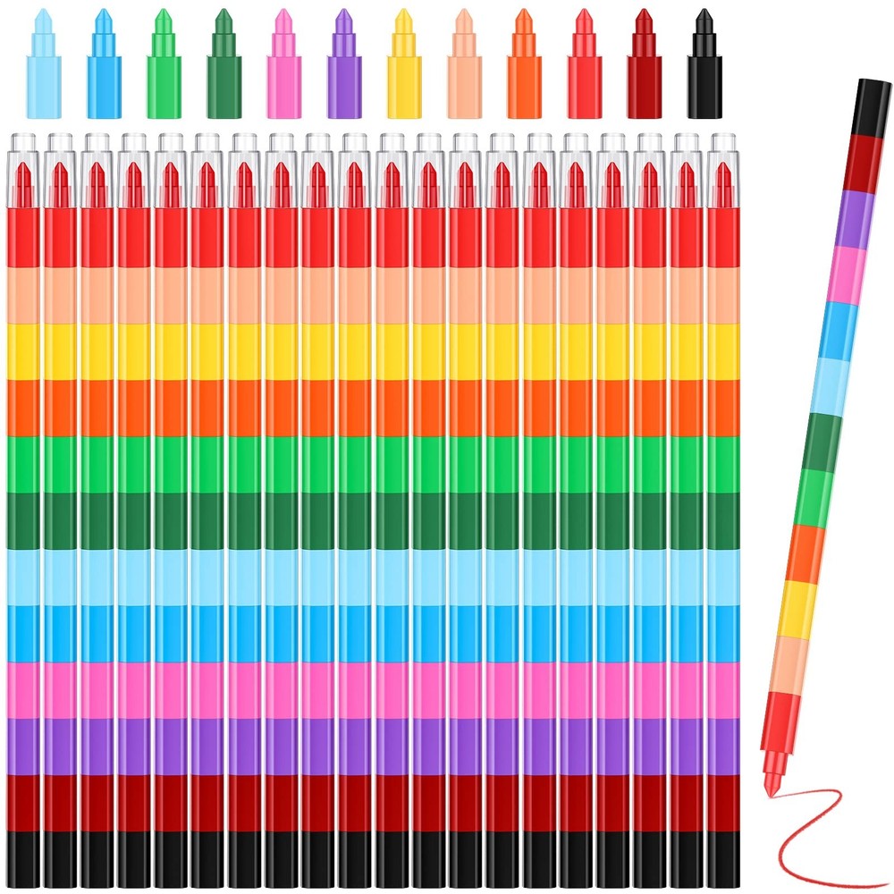 20 Pcs Stackable Crayons Stacking Buildable Crayons Colorful Stackable Pencils