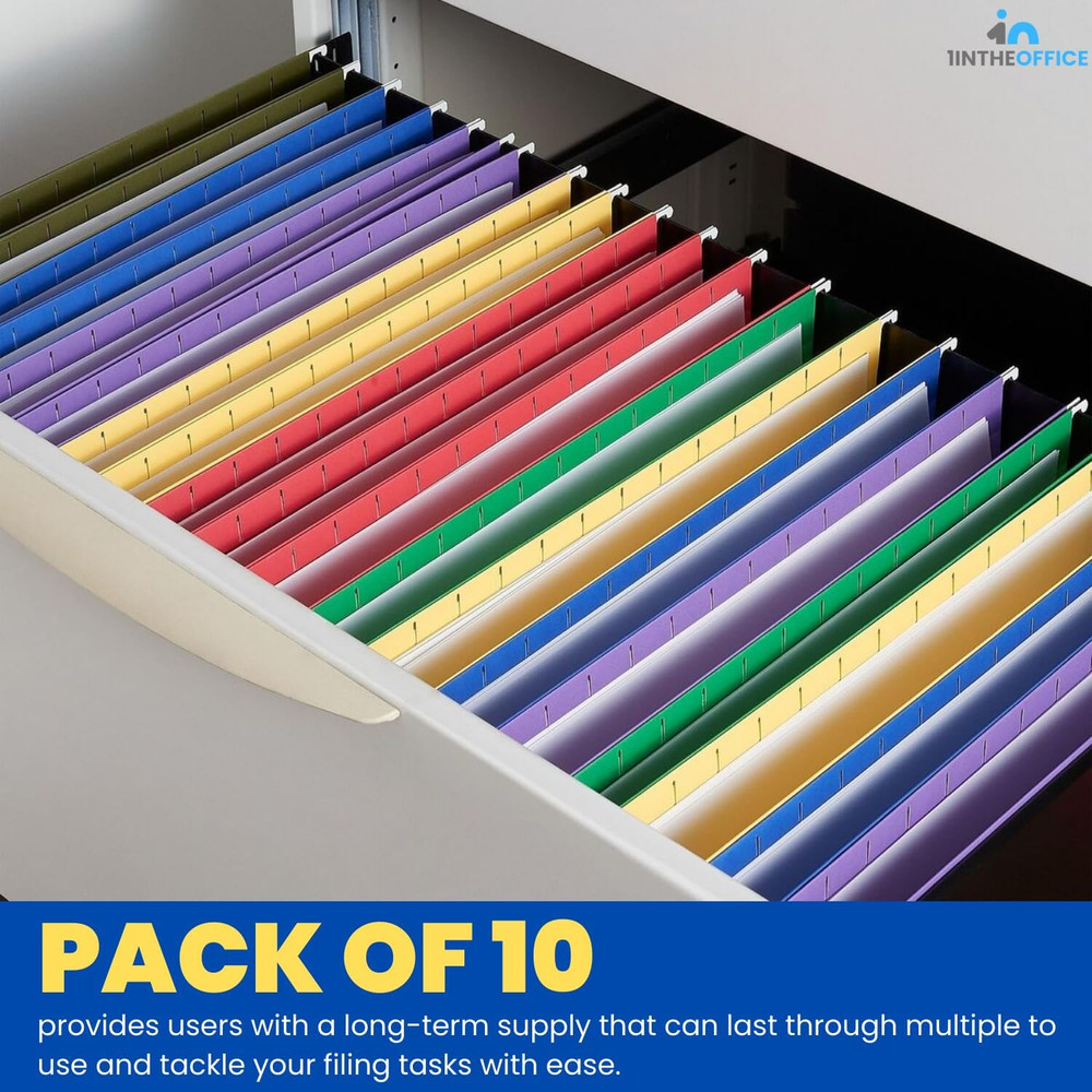 Poly Expanding Hanging File Folders, Letter Size, Assorted,10/Pack