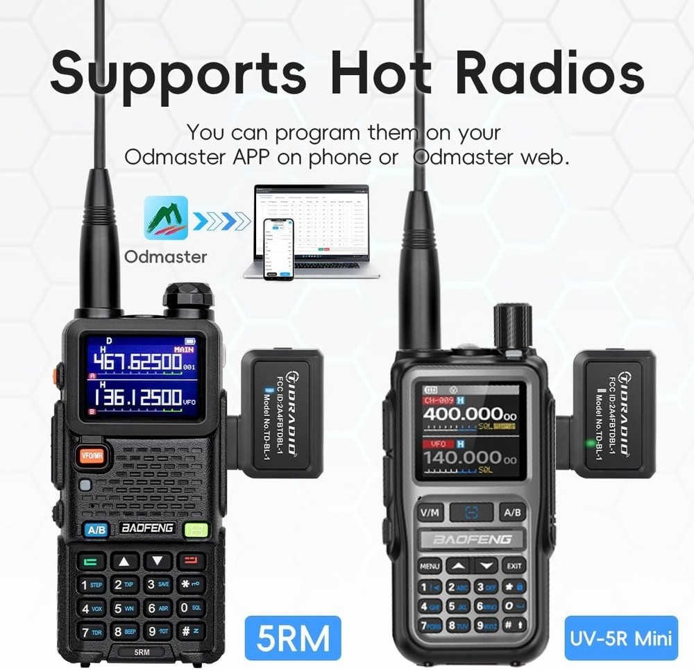 Baofeng Wireless Programmer Adapter with APP & PC Program - Supports 12 Channels