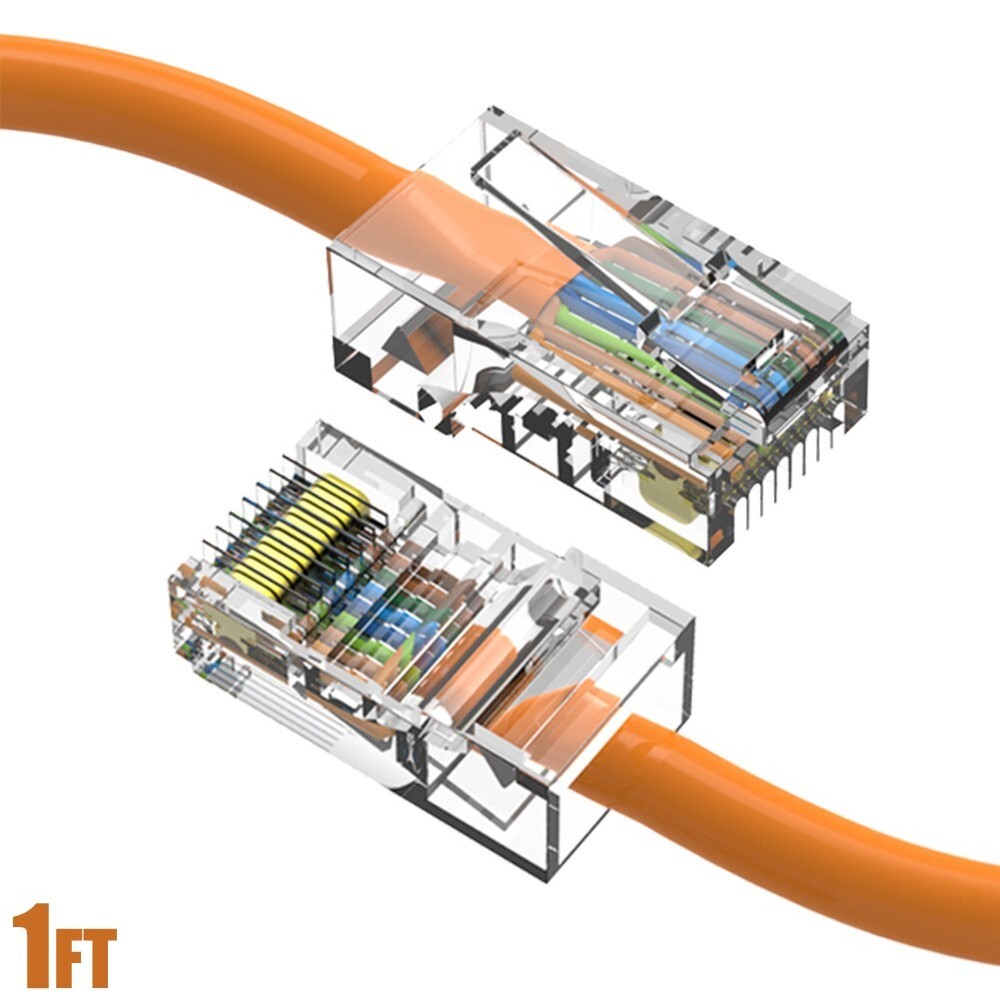 1FT Cat5e RJ45 Ethernet LAN Network UTP Non-Booted Patch Cable Copper Orange