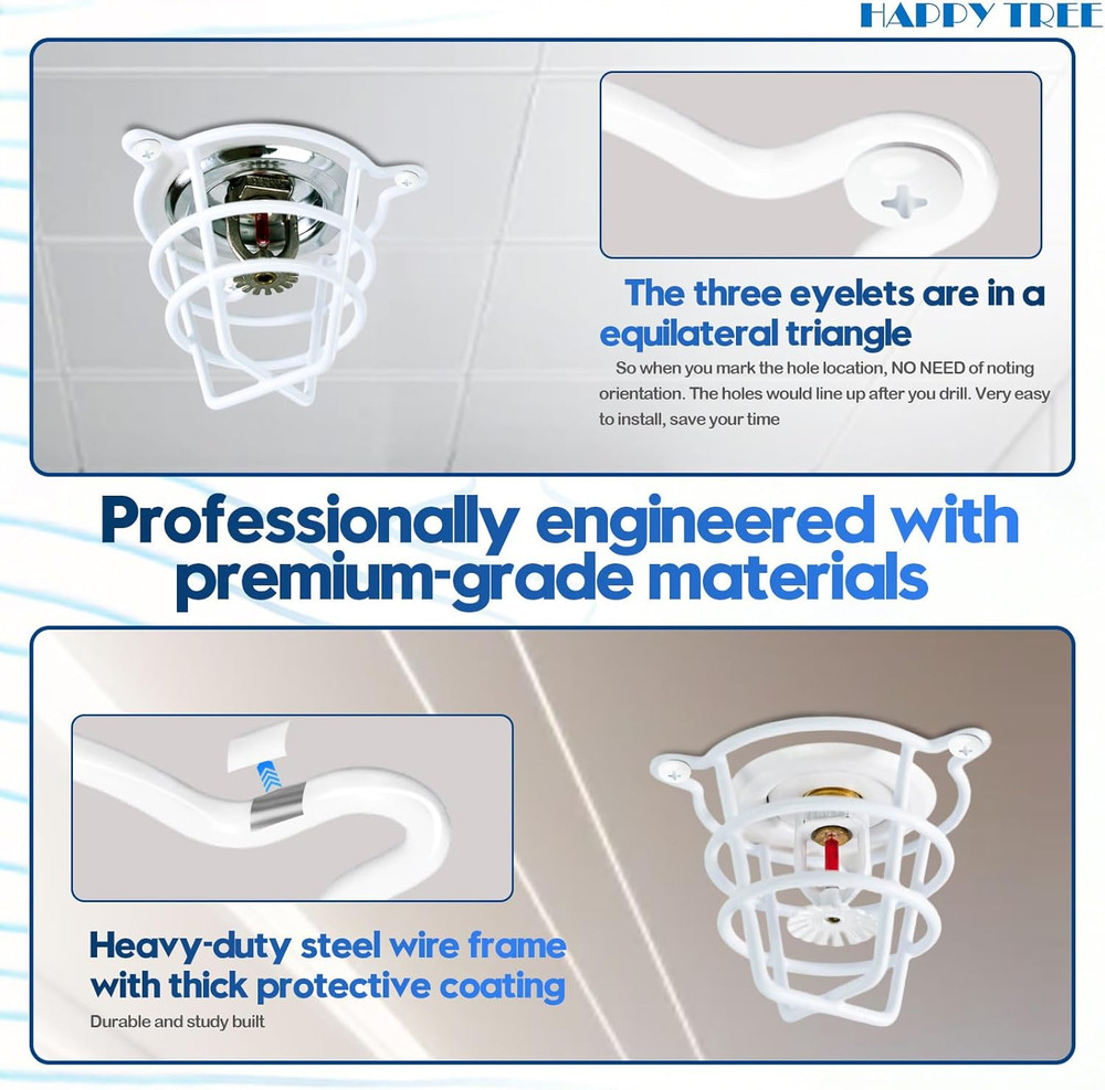 Happy Tree (6 Pack) White Fire Sprinkler Head Guard Cover Cage Protector for Bot