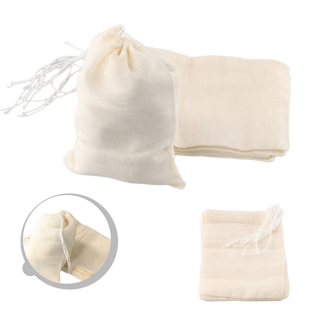 10pcs Cotton Empty Filter Muslin Drawstring Straining Tea Cook Separating Spice