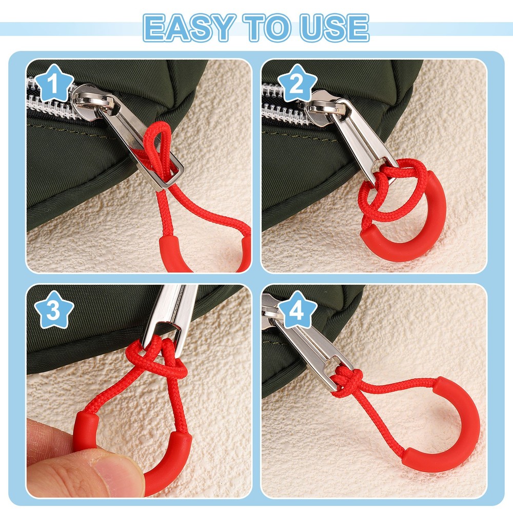 8Pcs U-Shape Zipper Pull Replacement Cord Extender, 63.5mm White