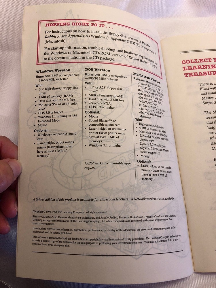 1994 Reader Rabbit 3 (Learning Company) *User Guide Only*