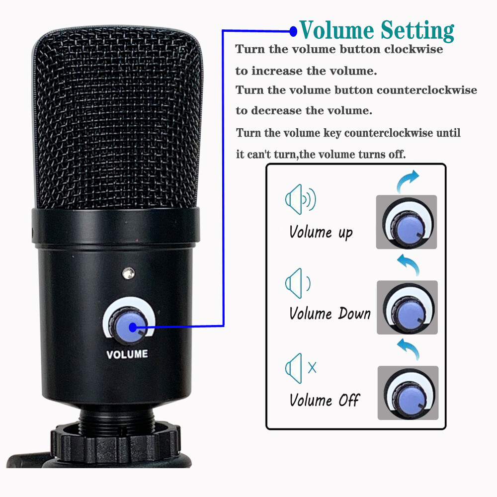 Condenser USB Microphone Kit Complete Set For Chatting Recording Singing PC Mic