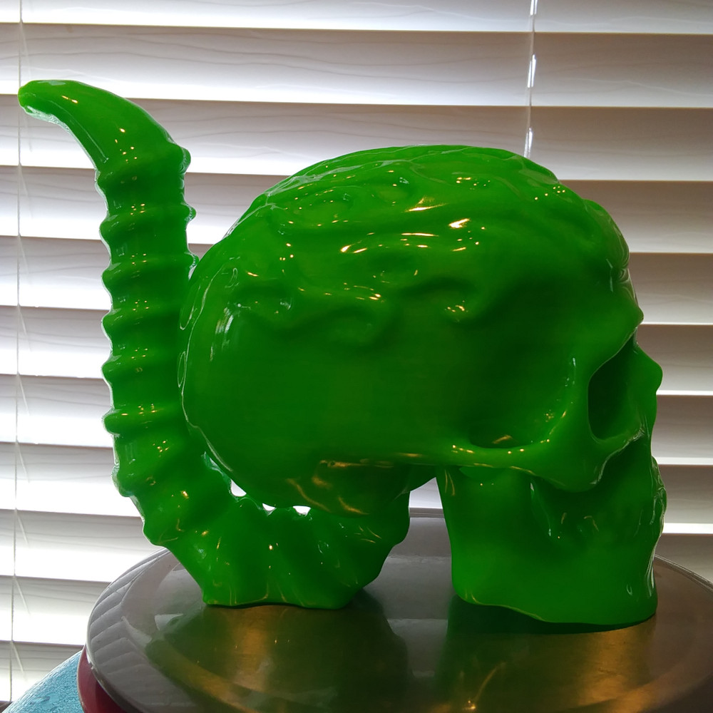 Flaming Skull Bong Bubbler black light reactive