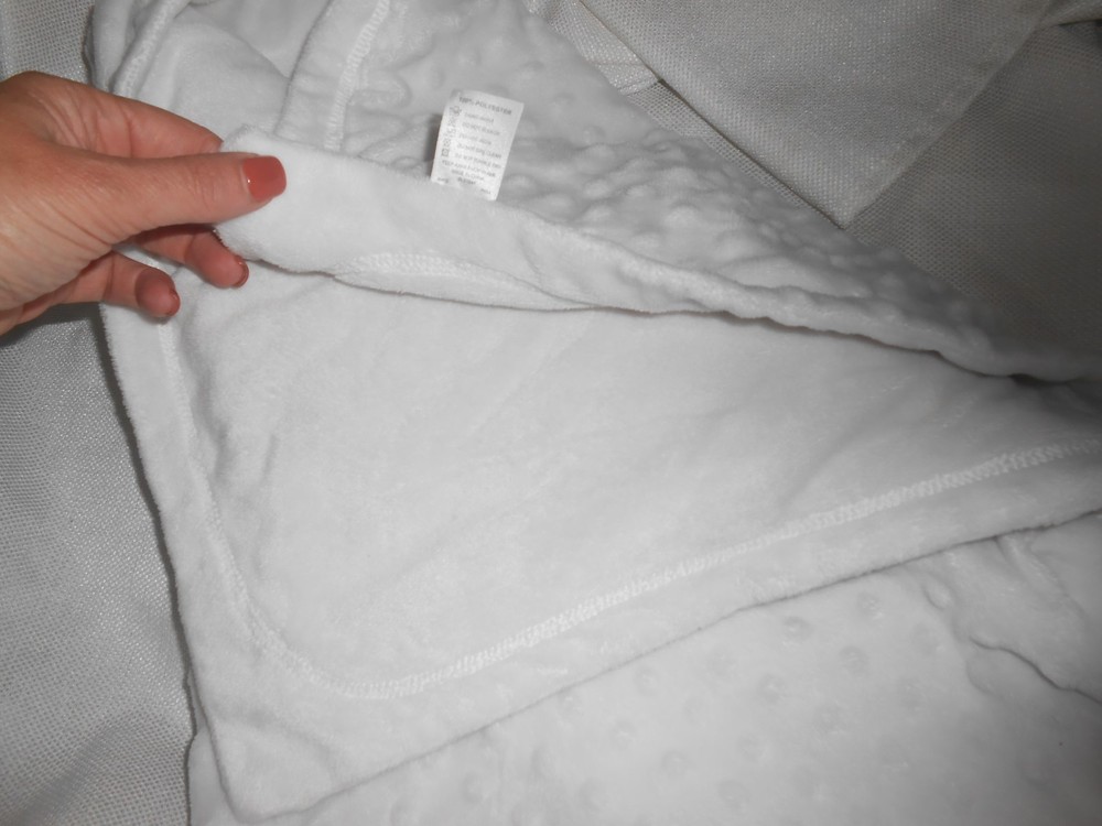 123 white solid white bumpy minky dot BABY BLANKET 30x40"