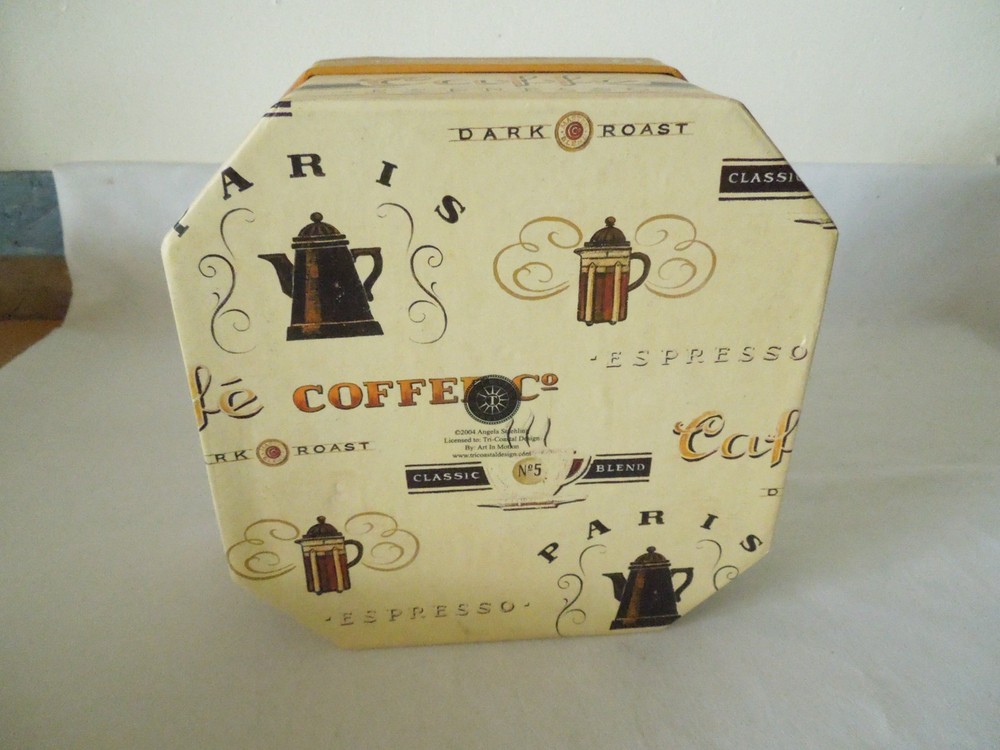 Nesting Storage Boxes Set of 3 Coffee Design 8 Sided 8", 7", & 6" Diameters