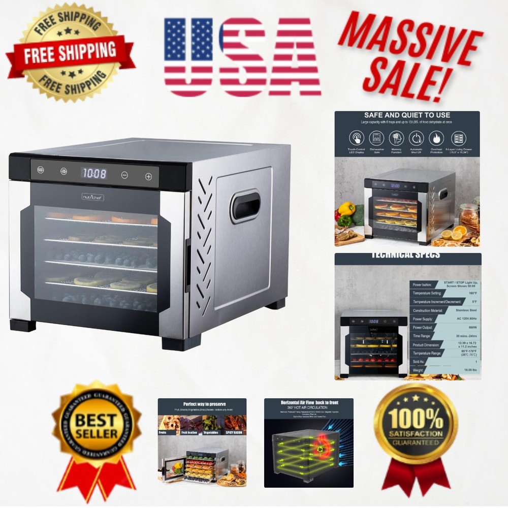 Versatile Electric Dehydrator - 600W with Adjustable Temperature & Recipe Book