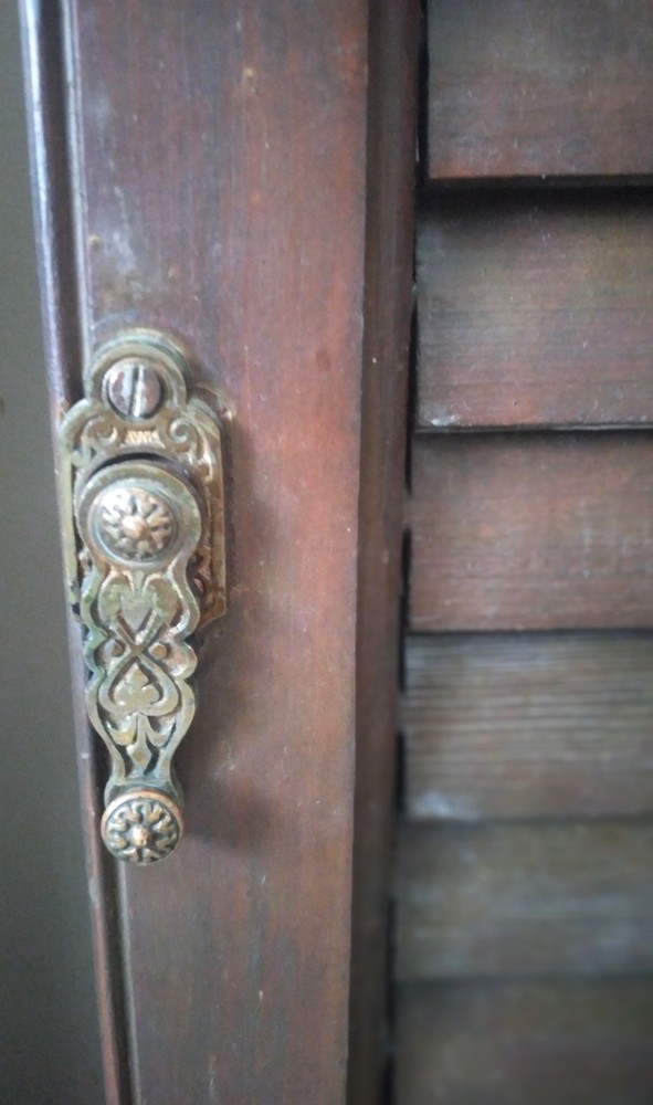 Antique Bi-Fold Solid Wood Victorian Louver Window Shutters Rustic Decor