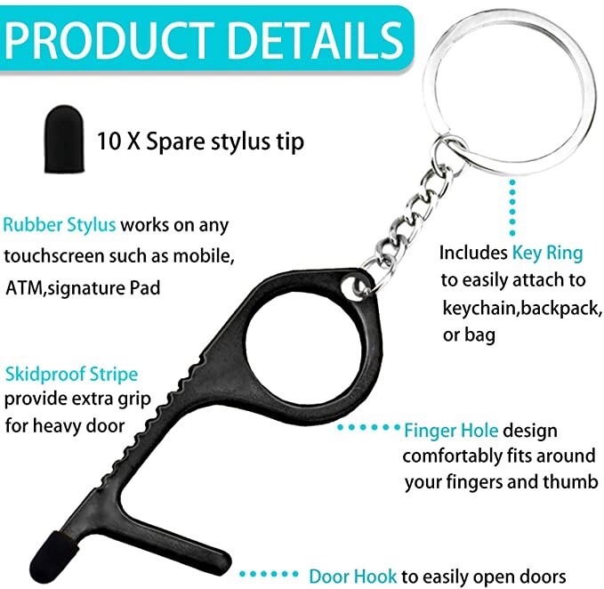 10Pack No-Touch Door Opener Tool