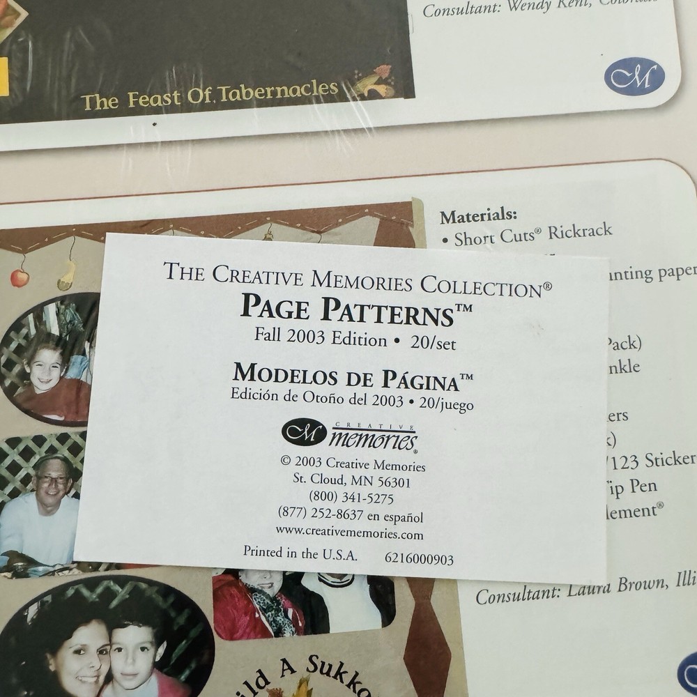 Creative Memories Judaic Page Patterns Fall 2093 Edition 20 Idea Pages