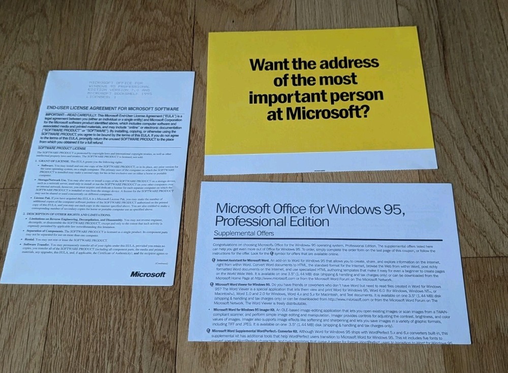 Microsoft Office And Bookshelf Professional For Windows 2 CDs, Box And Inserts