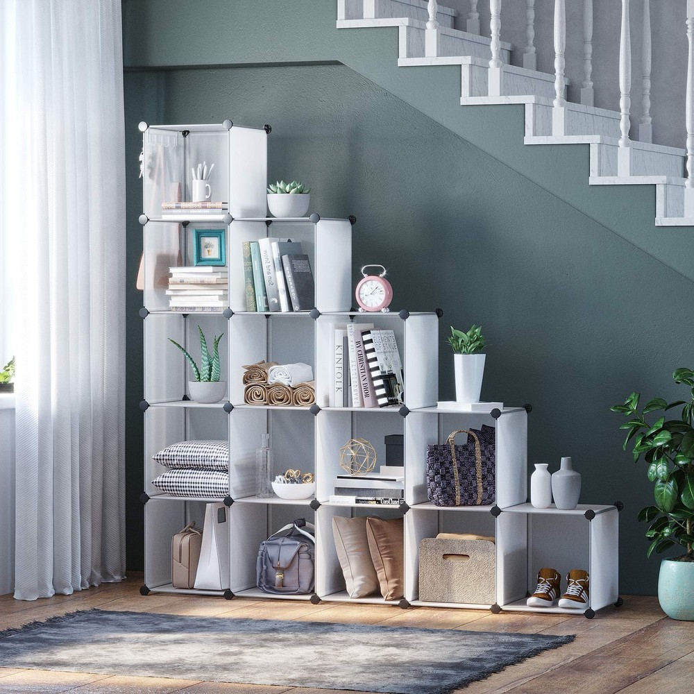 Cube Storage Organizer, 16-Cube Shelves Units, Plastic Storage Cubes, DIY Clo...