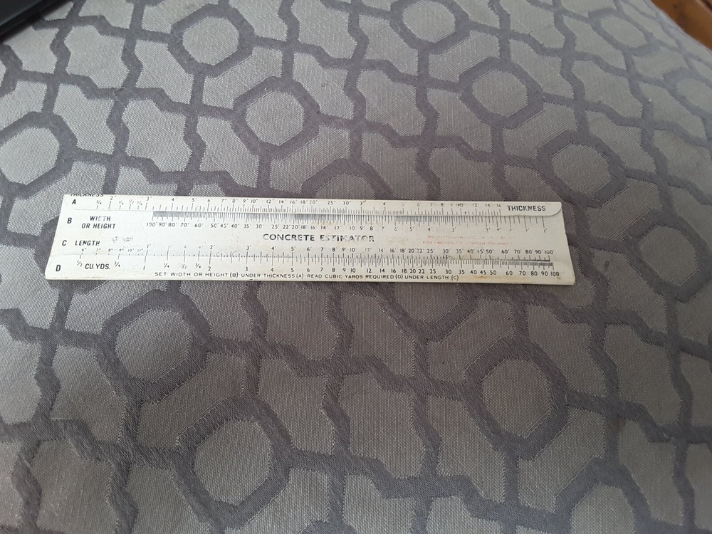 VINTAGE CONCRETE VOLUME SLIDE RULE