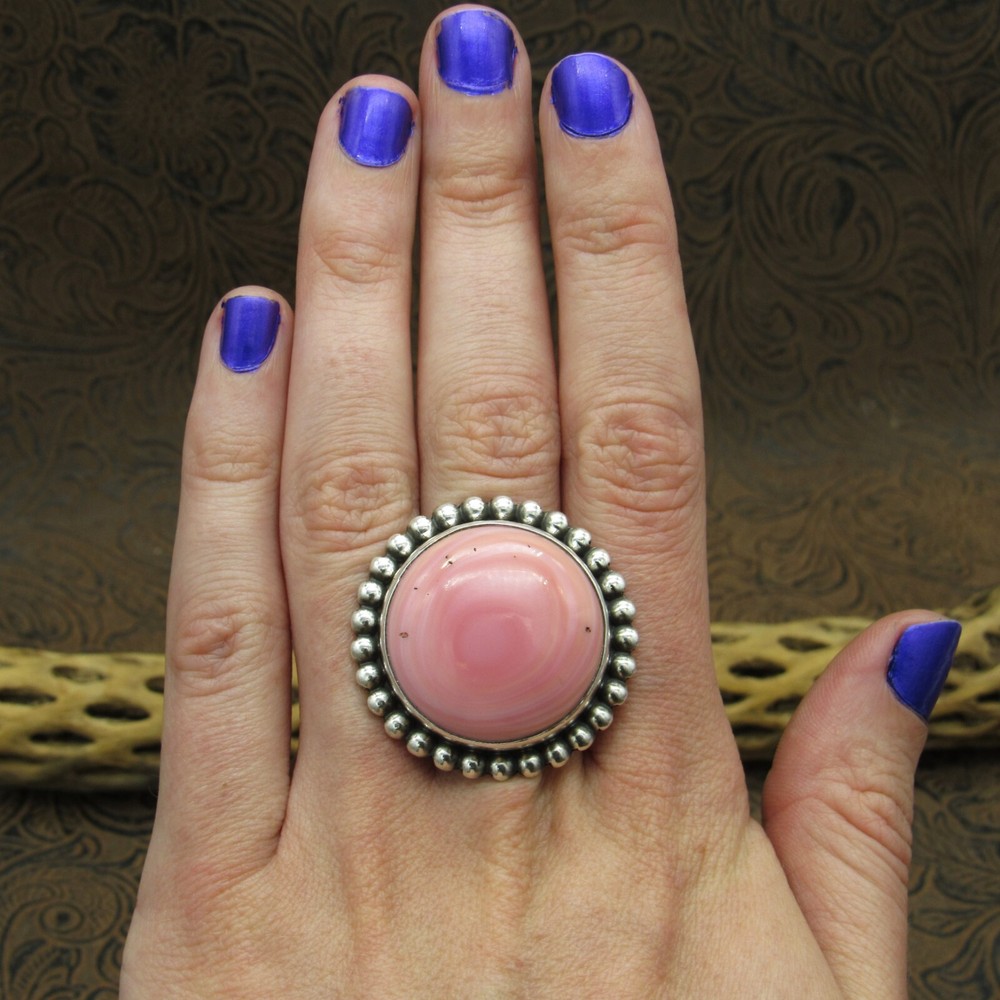 Pretty Sterling Silver Pink Conch Shell Ring by Jose Campos Size 7.75+
