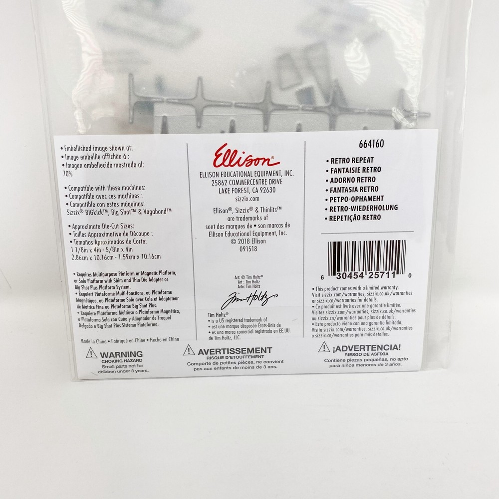 Sizzix Thinlits Tim Holtz Retro Repeat Pattern Cutting Dies 664160 New