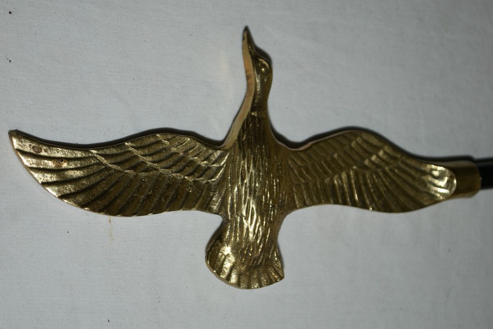 Unique 10 3/4" brass goose flying BOOT Strap puller EUC
