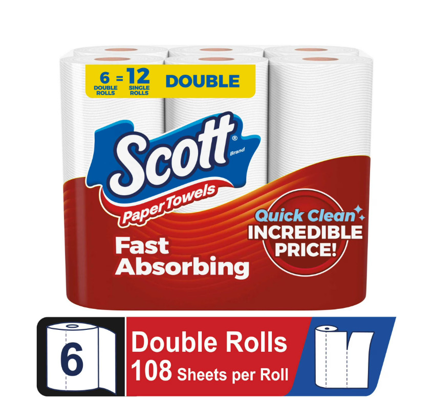 Choose-A-Sheet Paper Towels, 6 Double Rolls Strong & Absorbent