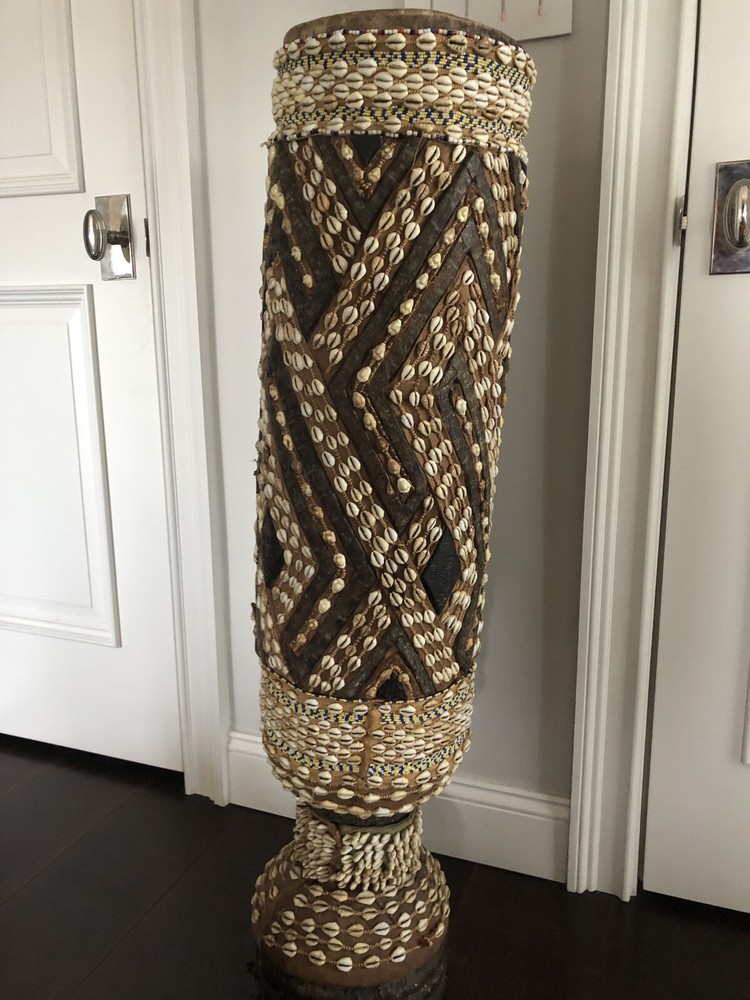 AFRICAN DRUM with Cowery Shell Design