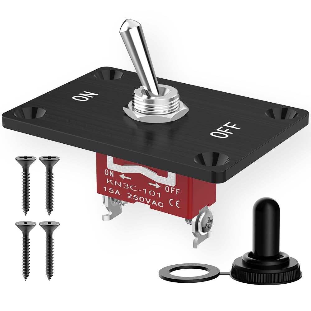 Toggle Switch, 12V 30A Heavy Duty On/Off 2Pin SPST Waterproof Toggle Switch wit