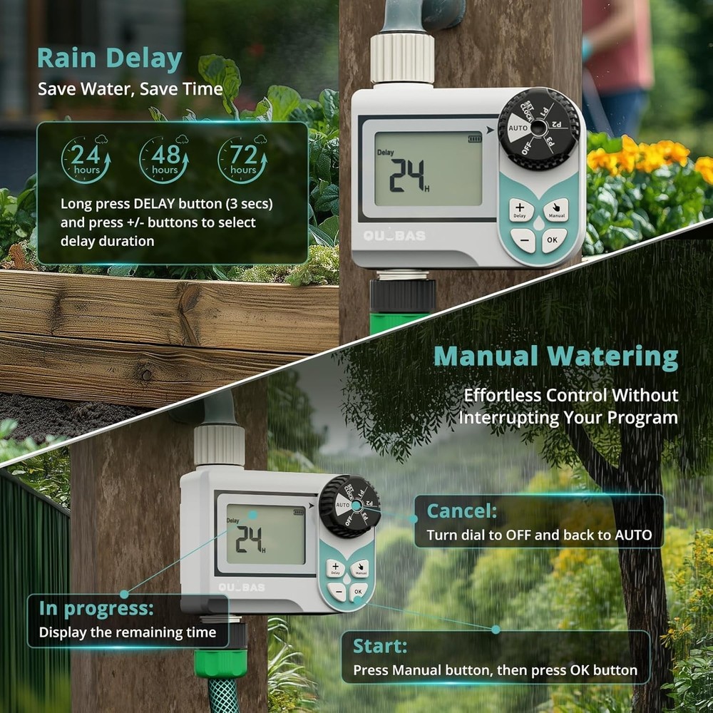 Low Pressure Water Timer, Weekly Programmable Sprinkler Timer with Brass Inle...