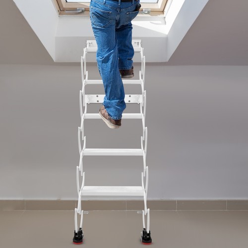 5 Steps Ladder Step Ladders Retractable Folding Stair Telescoping Wall Mounted