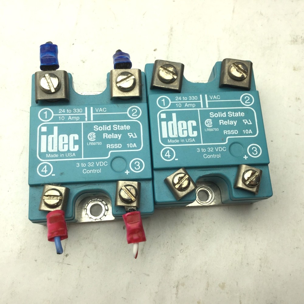 Lot of 2 IDEC RSSD 10A Solid State Relay 3-32VDC, 24-330VAC 10A