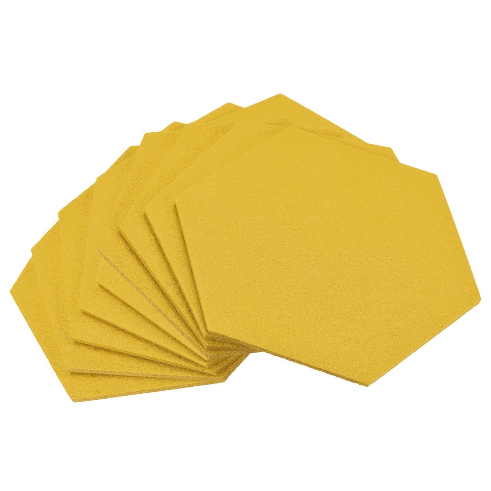 Felt coasters 9pcs hexagonal pads coasters, yellow