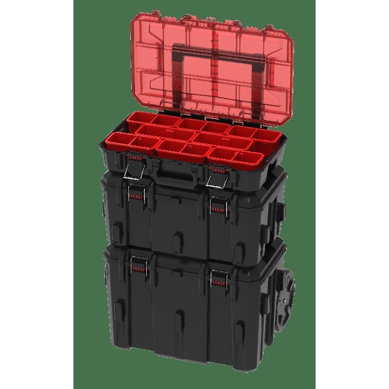 Heavy Duty Storage Organizer Box 3 Piece Modular Rolling Toolbox System Black US