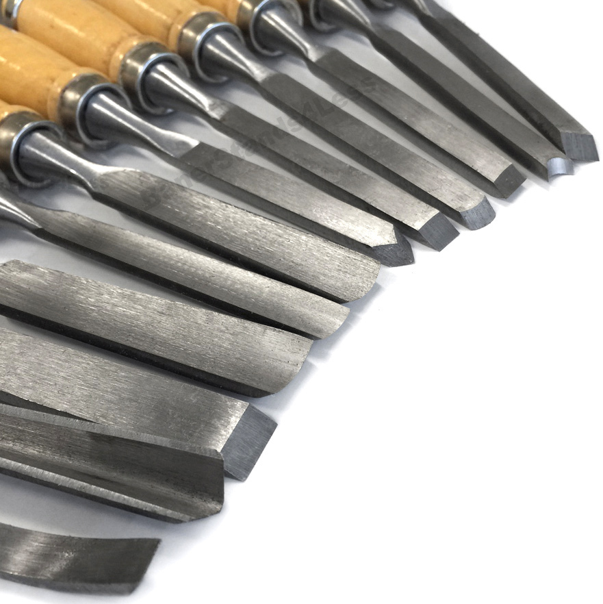 12 pc DELUXE Wood Carving CHISEL SET Set Wood Carvers CHISELS - Gouges Shapes
