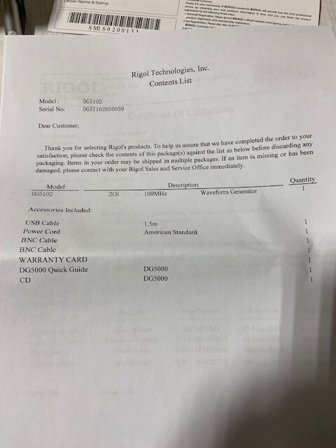 RIGOL DG5102 Function/Arbitrary Waveform Generator 100MHz 2 channel - NEW