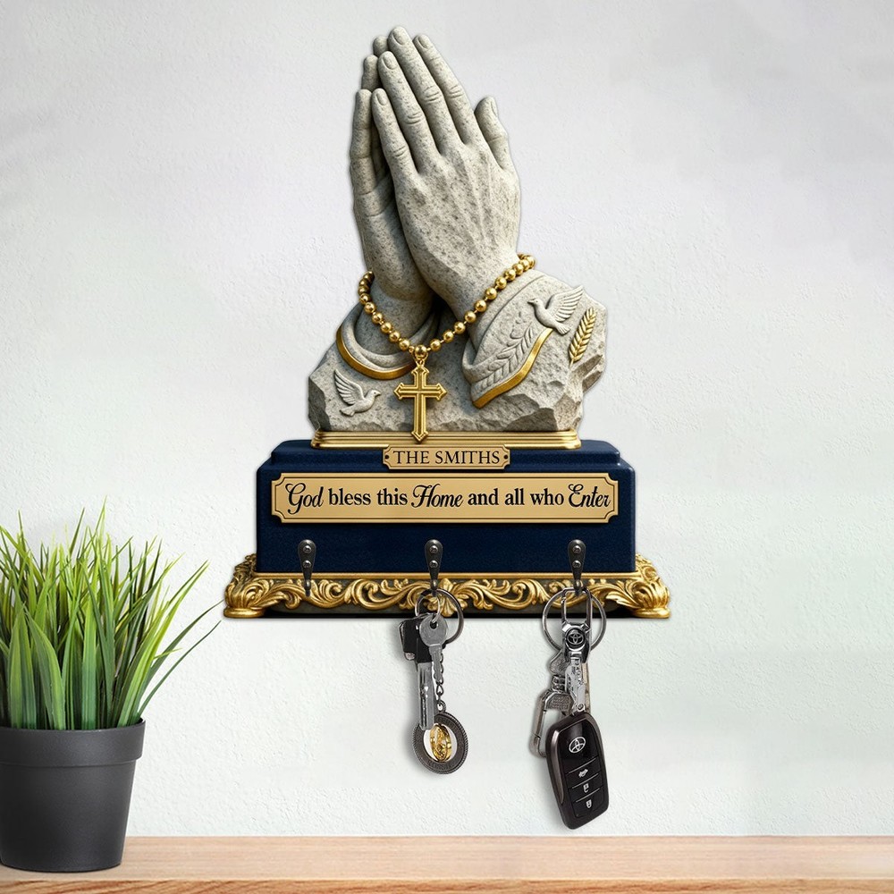 God Bless This Home And Who Enter - Personalized Key Holder