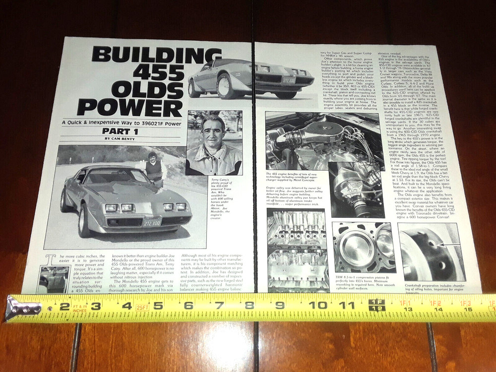 JOE MONDELLO OLDS 455 TRANS AM ORIGINAL 1985 ARTICLE