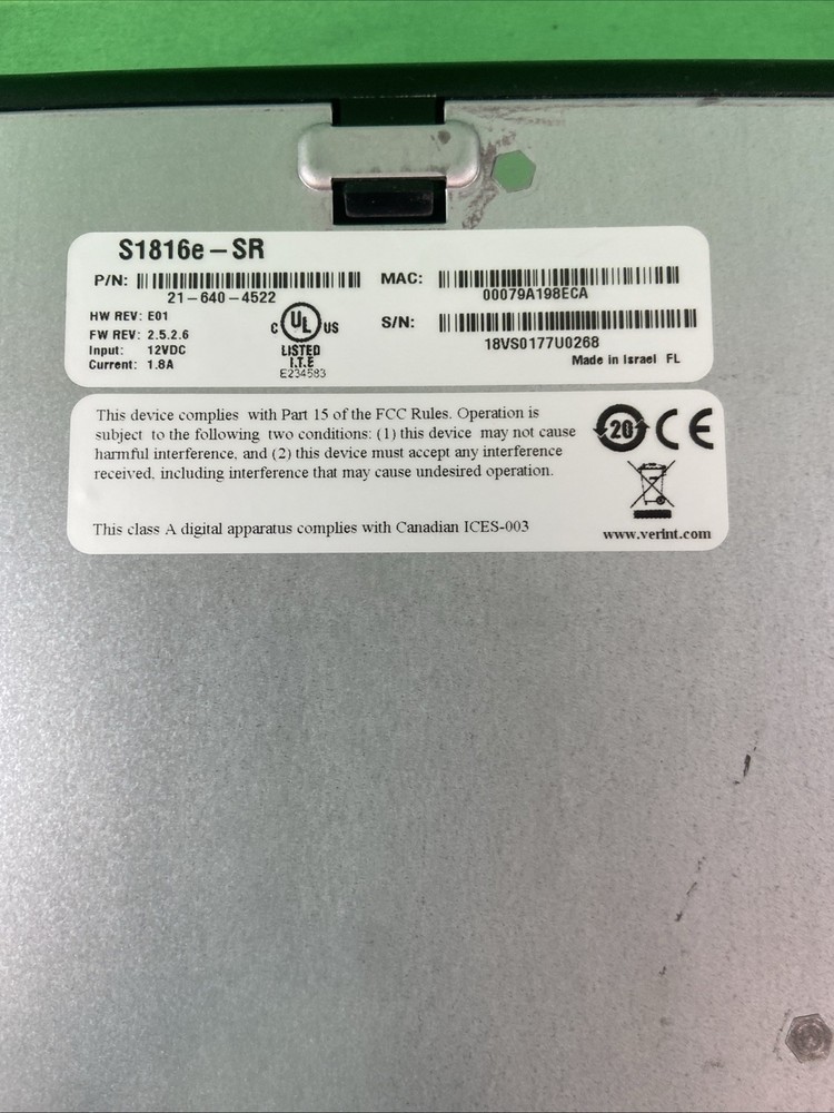 Verint S1816e-SR 16-channel CCTV Video Encoder 21-640-4522
