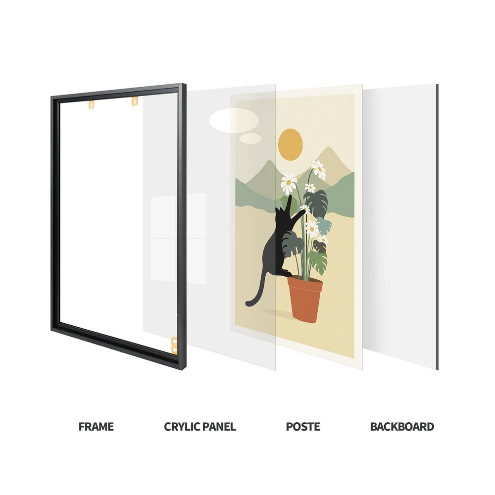 Poster Frame | 24x36 In, Black, Set of 2 | Front-Loading Metal Snap Frame | C...