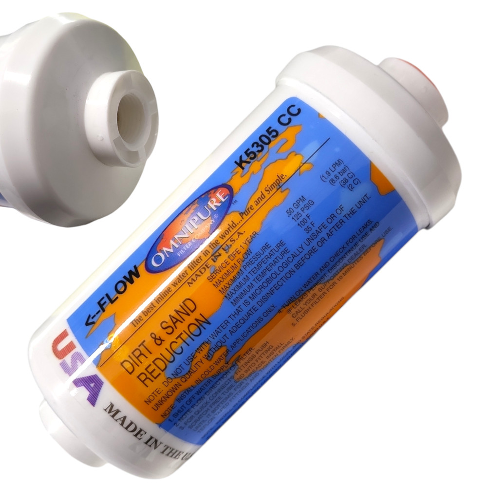 Omnipure K5305-CC Inline Sediment Filter 5mic - 6" x 2.5 Port 3/8" Female Port T
