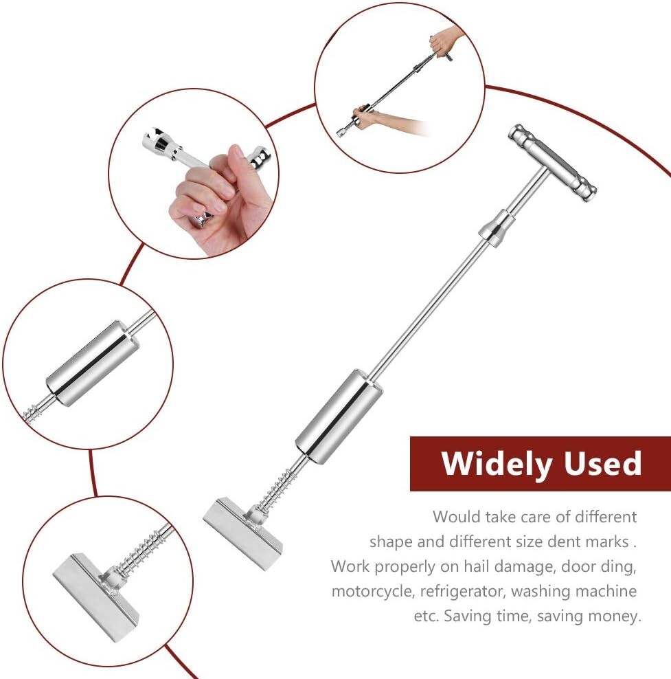 Ergonomic T-Bar Dent Puller Kit for Paintless Car Dent Removal - DIY Solution