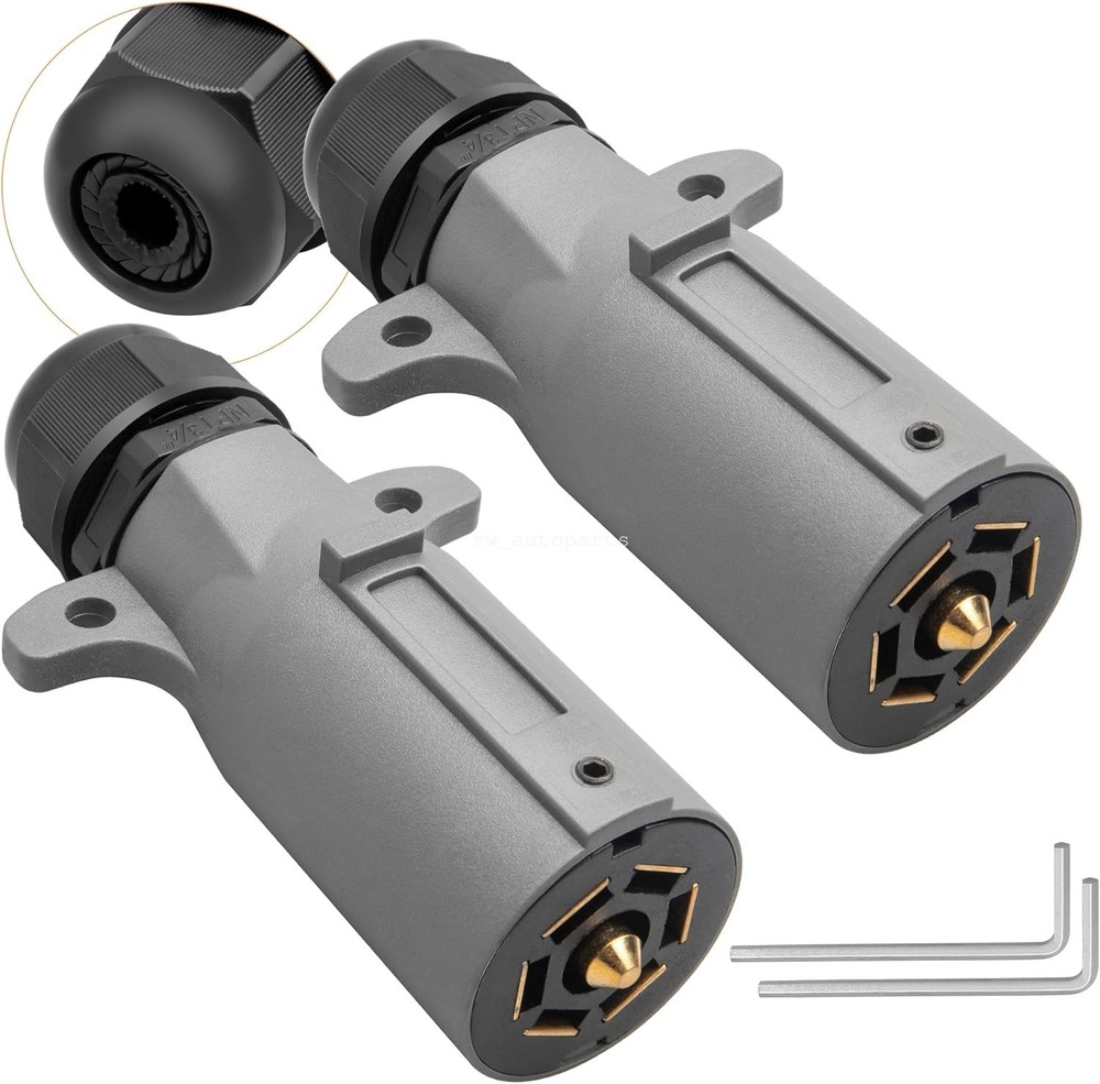 2× Trailer Plug 7 Way RV Blade Adapter Waterproof Sealed 7 Pin Socket Connector