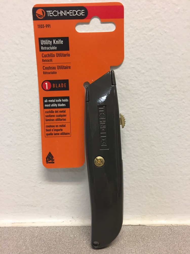 Techni Edge TE03-991 Retractable Knife Gray with 1 blade