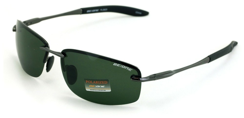 Men Rimless Polarized Rectangular Sunglasses - Extended Temple UV400 Protection