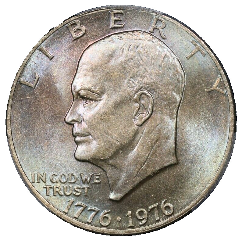 1976 Eisenhower Dollar Type 2 PCGS MS-64+ Monster Toned Two Sided Toning Ike