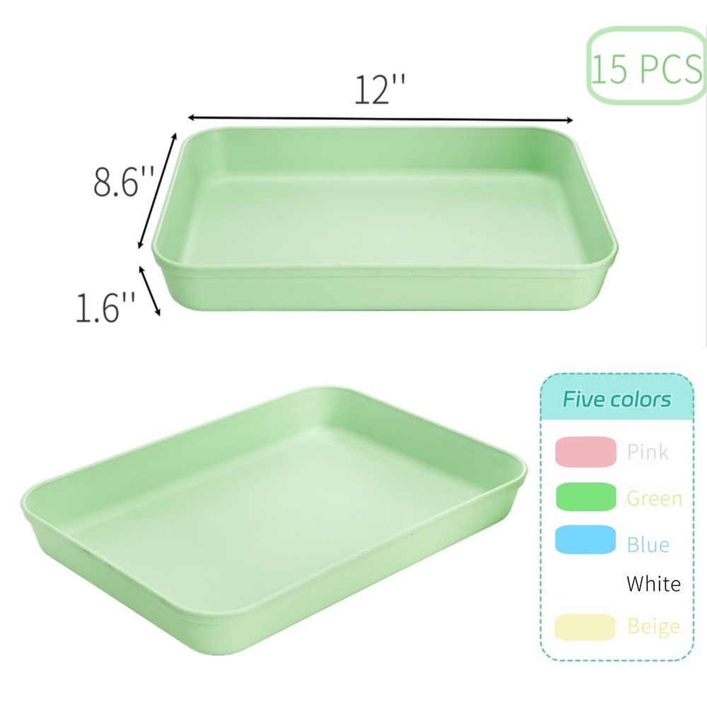 15 Pack Plastic Art Trays, Deep Activity Sand Serving Trays, Stackable Spill-...