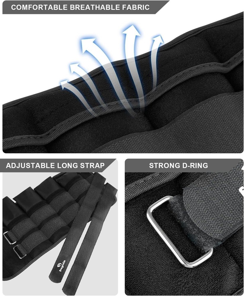 Adjustable Ankle Weights Pair for Jogging Gym Rehab Strength Training