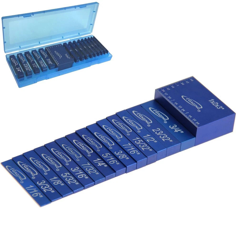 iGaging Precision Setup Blocks Set (15 pieces) *Solid Aluminum* + Blue case