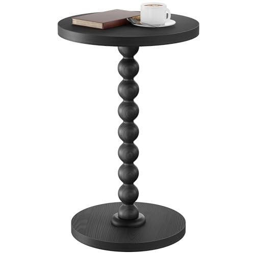 Round Side Table, Drink Table for Small Spaces, Modern Accent 1 Black