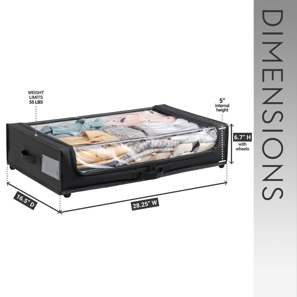 Bed Rolling Storage Container with Transparent Cover Versatile Space Saving
