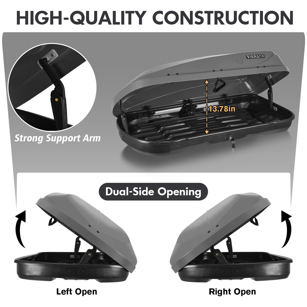 13 FT ³ Rooftop Cargo Box Luggage Carrier w/2 Keys,Both Side Open Easy Install